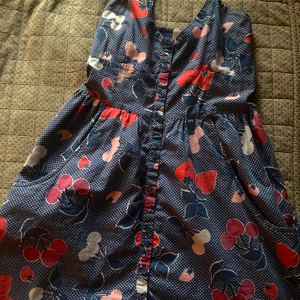 Polka Dot Dress with Pink & Red Cherry Print